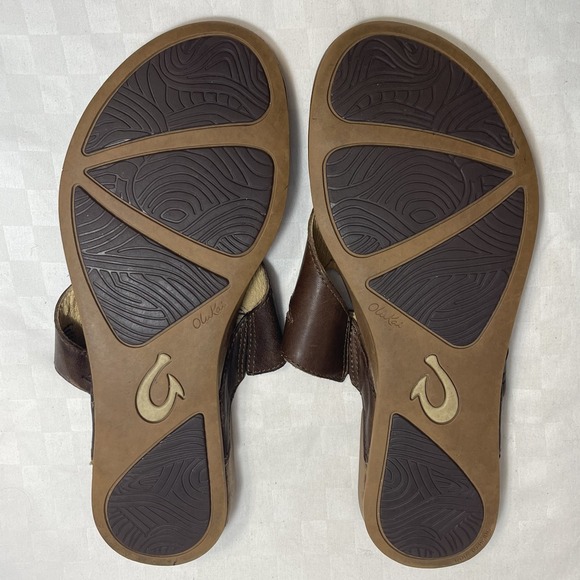 Olukai Lala Thong Sandals Brown Leather Womens 9 EU 39 - Picture 8 of 8
